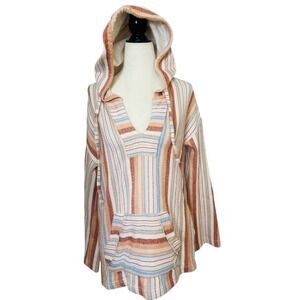Roxy Striped Oversized Cotton‎ Hooded Beach Pullover Women's XS